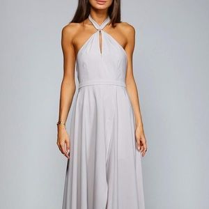 NWT Minuet grey halter keyhole maxi dress, medium